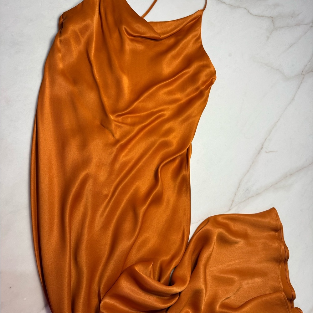 Anthropologie Orange-Rust Slip Dress - Picture 4 of 7